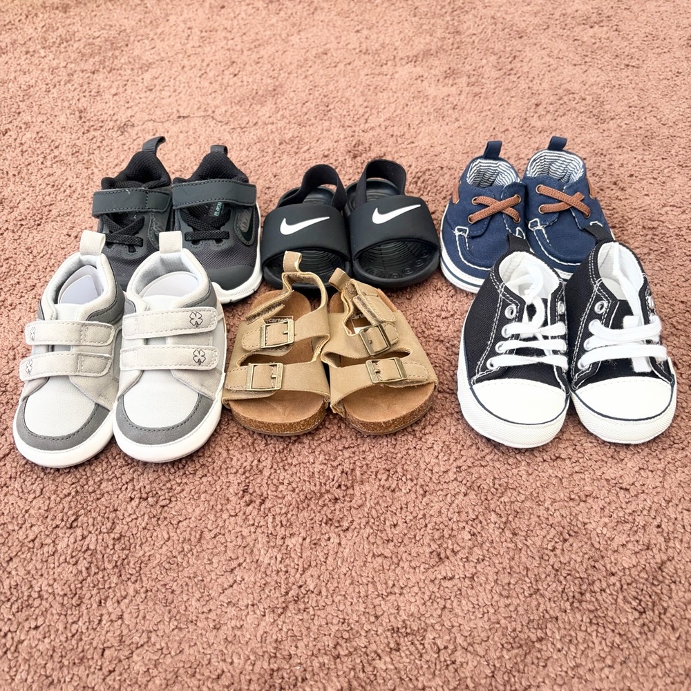 Bundle of 6 pairs assorted Baby Shoes Size 0-3m & 3-6m Nike Carters etc